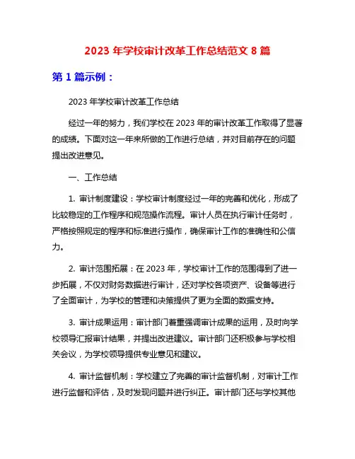 2023年学校审计改革工作总结范文8篇