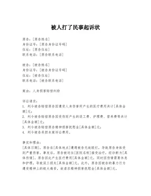 被人打了民事起诉状