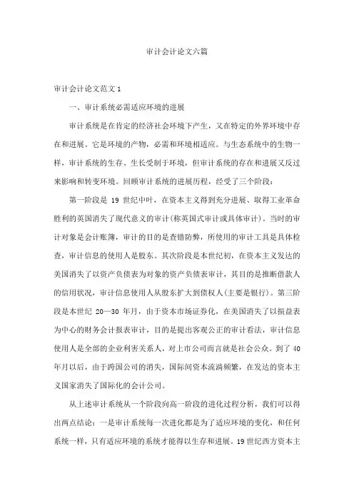 审计会计论文六篇