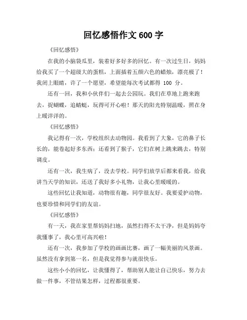 回忆感悟作文600字