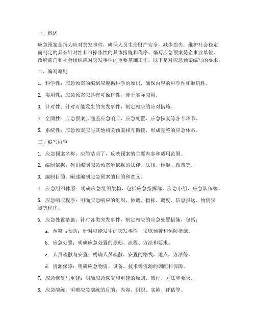 应急预案的要求