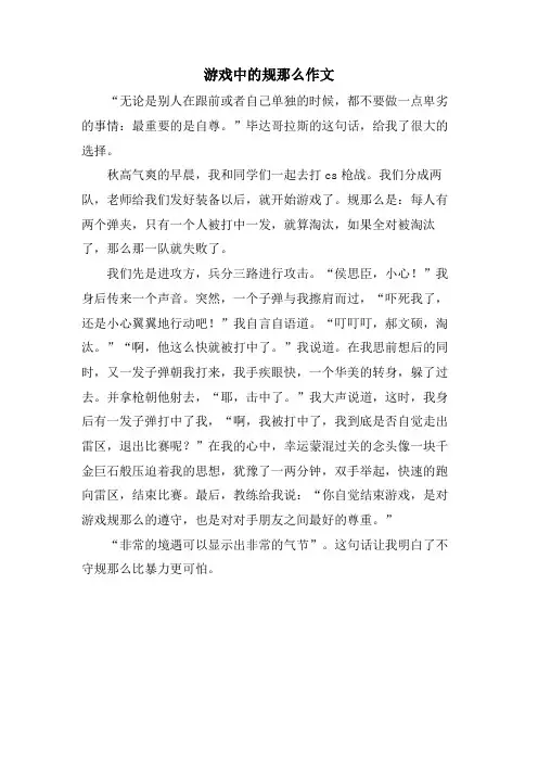游戏中的规则作文