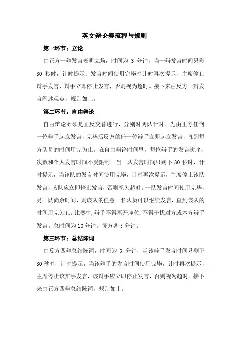 英文辩论赛流程与规则