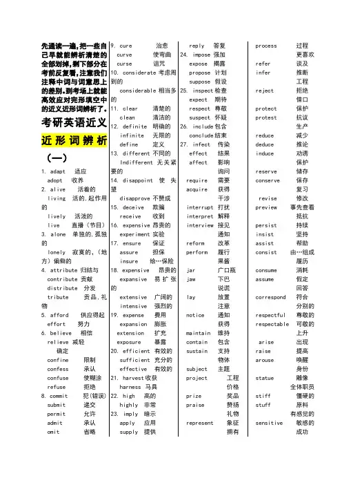考研英语近义近形词辨析