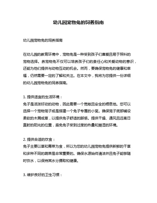 幼儿园宠物兔的饲养指南