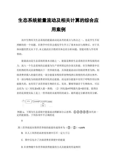 生态系统能量流动及相关计算的综合应用案例