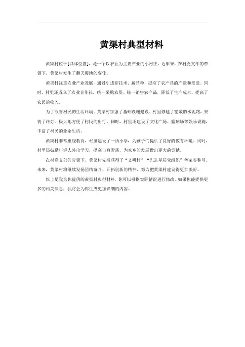 黄渠村典型材料