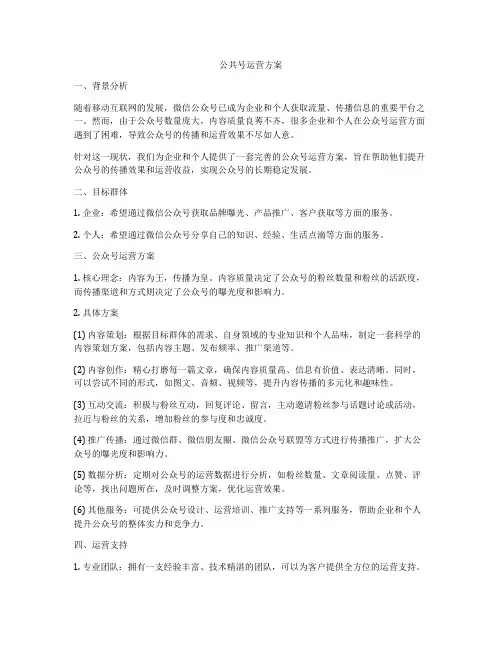 公共号运营方案