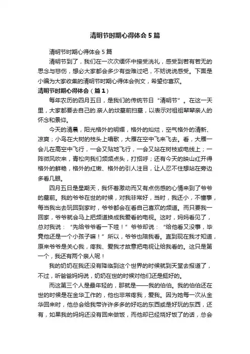 清明节时期心得体会5篇