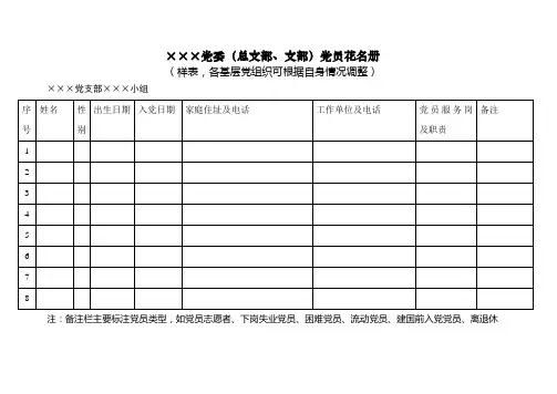 党组织台账表格