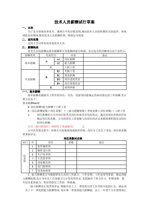 技术人员薪酬管理办法