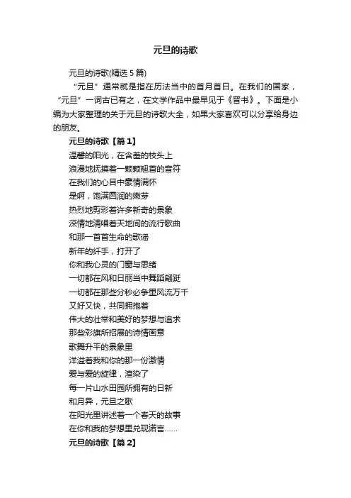 元旦的诗歌（精选5篇）