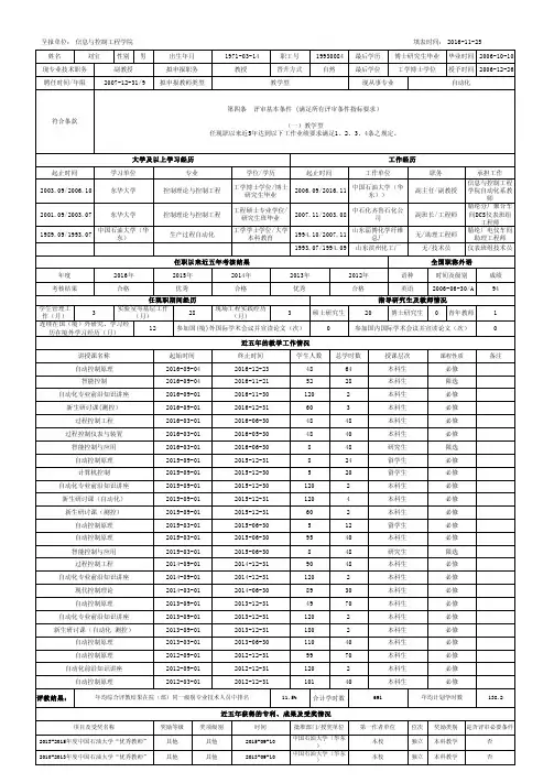 中国石油大学(华东)推荐评审教师系列高级专业技术职务任