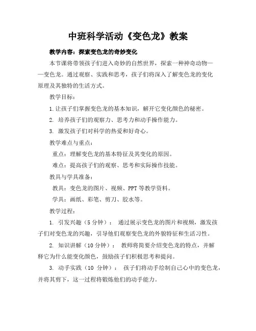 中班科学活动《变色龙》教案
