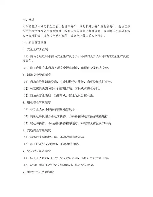 商场安全管理制度台账