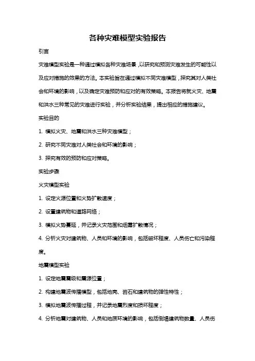 各种灾难模型实验报告