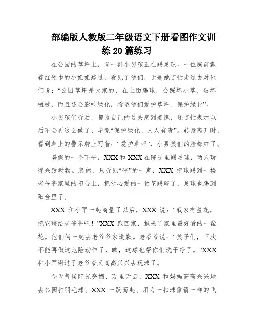 部编版人教版二年级语文下册看图作文训练20篇练习