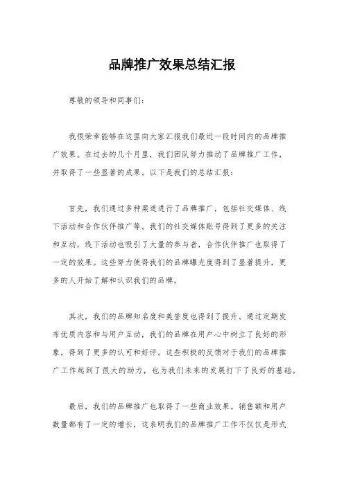 品牌推广效果总结汇报