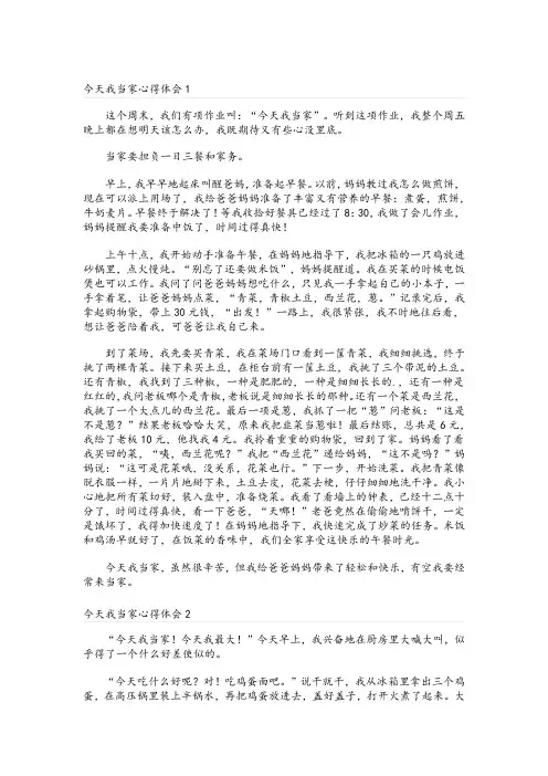 今天我当家心得体会5篇
