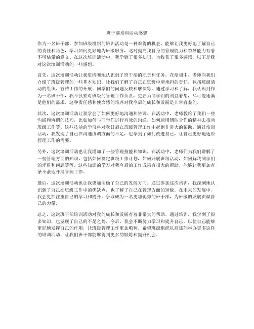 班干部培训活动感想