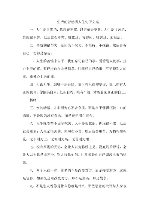 生活的苦感悟人生句子文案