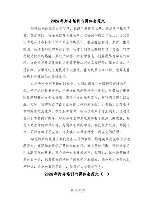 2024年财务培训心得体会范文（三篇）