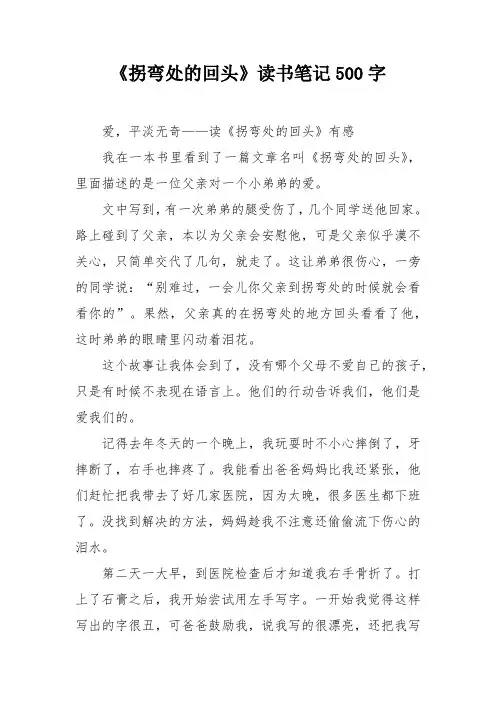 《拐弯处的回头》读书笔记500字