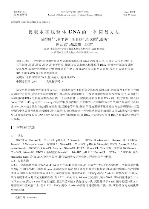 提取水稻线粒体DNA的一种简易方法