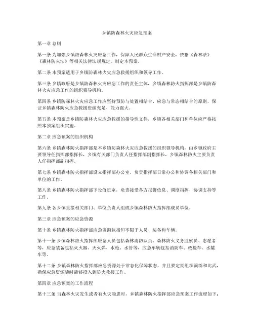 乡镇防森林火灾应急预案