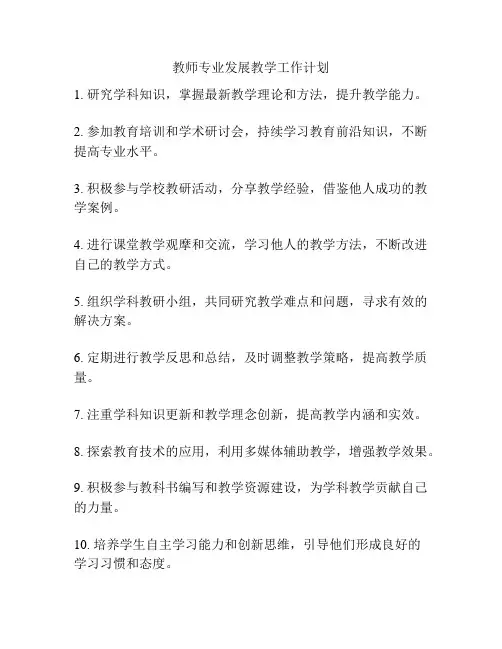 教师专业发展教学工作计划