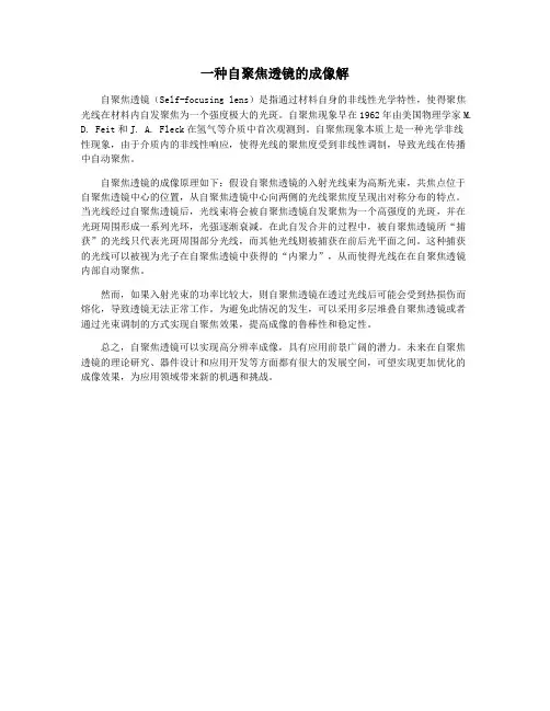 一种自聚焦透镜的成像解