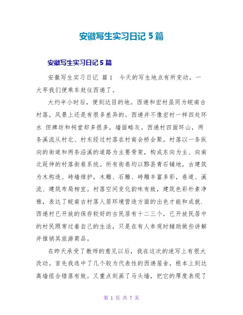 安徽写生实习日记5篇
