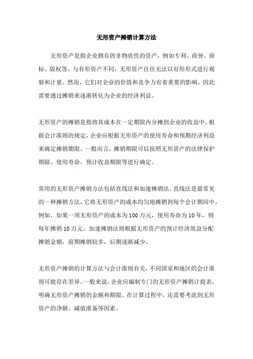 无形资产摊销计算方法