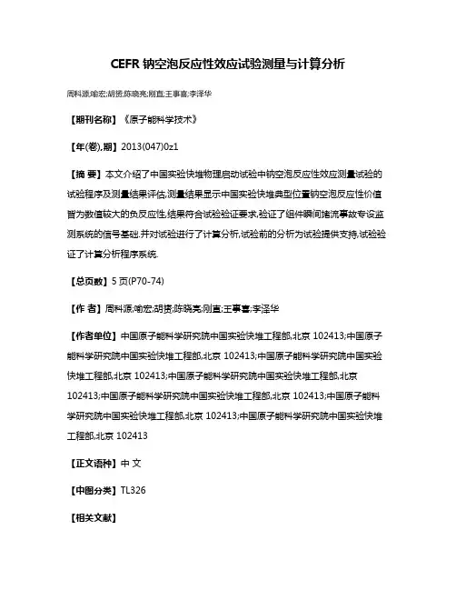 CEFR钠空泡反应性效应试验测量与计算分析