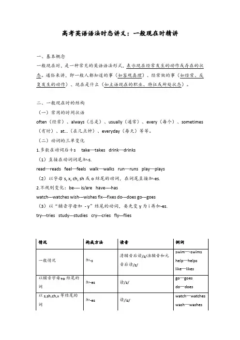 高考英语语法时态讲义：一般现在时精讲