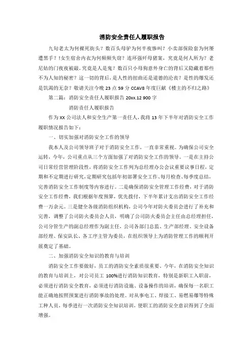 消防安全责任人履职报告