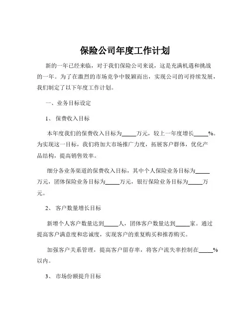 保险公司年度工作计划