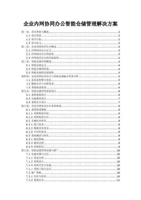 企业内网协同办公智能仓储管理解决方案