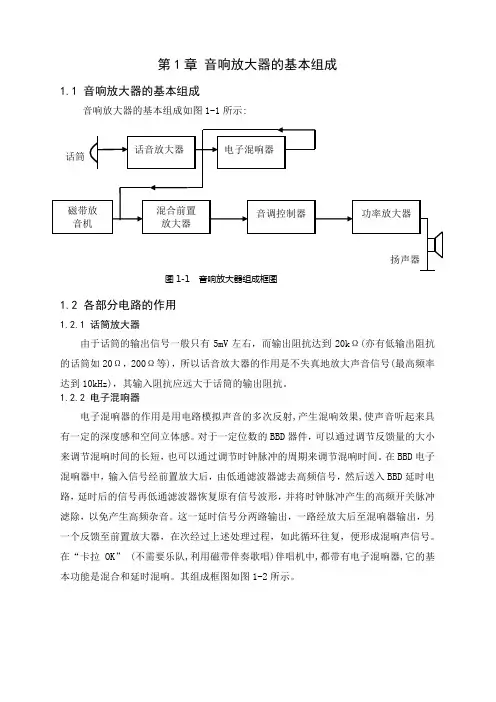 音响放大器 课程设计