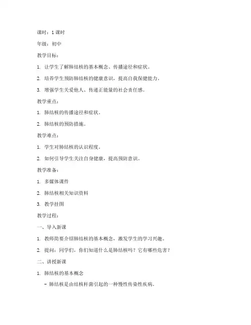 教资肺结核教案范文模板