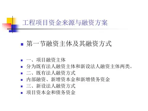 工程项目资金来源与融资方案