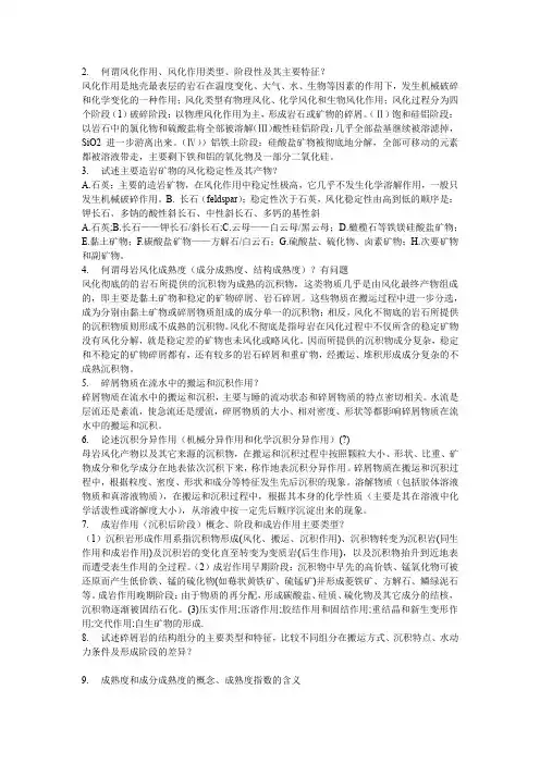 沉积岩考试资料