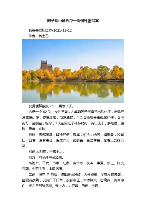 附子理中汤治疗一例慢性腹泻案