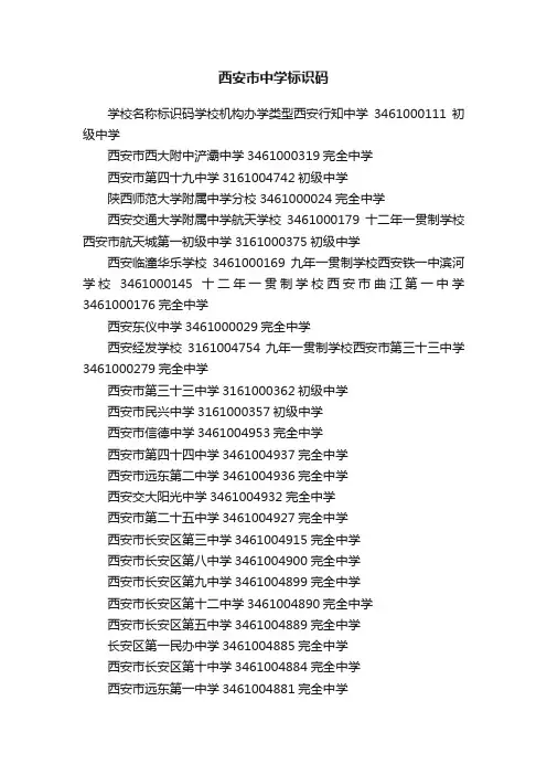 西安市中学标识码