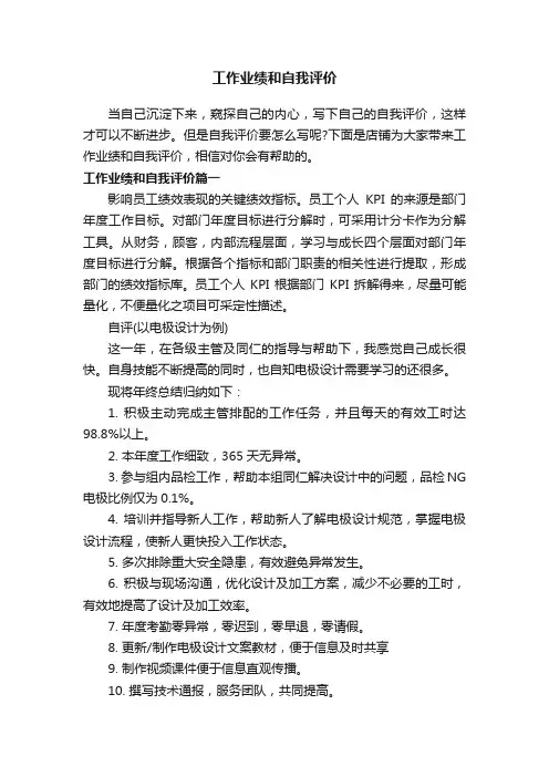工作业绩和自我评价