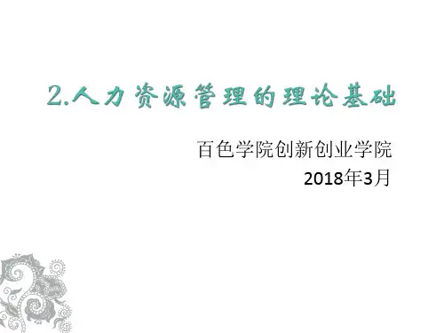 人力资源管理的理论基础培训教材