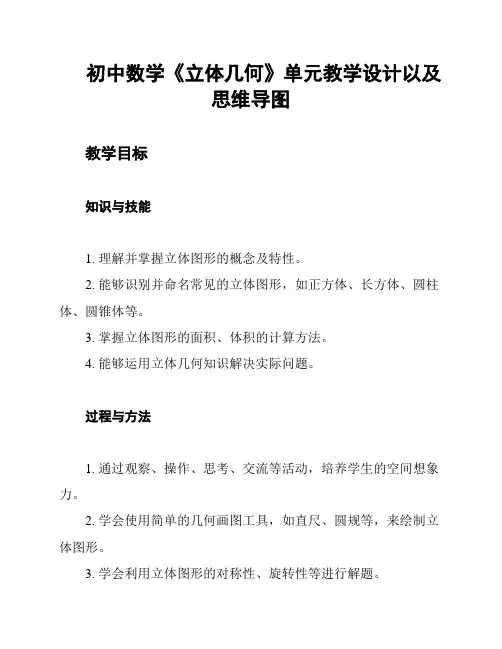 初中数学《立体几何》单元教学设计以及思维导图