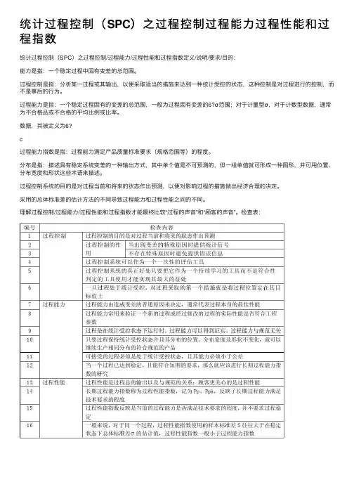统计过程控制（SPC）之过程控制过程能力过程性能和过程指数