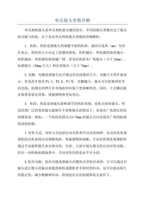 单反镜头参数详解