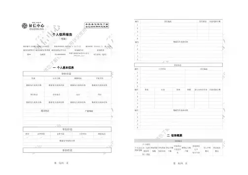 个人征信报告模板征信报告模板(2019带水印)